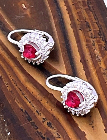 Pink Swarovski with Silver Lever Back Earring