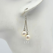 Load image into Gallery viewer, 2 pearls chain earring 925
