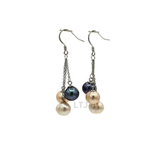 Load image into Gallery viewer, 3 pearls chain earrings 925
