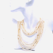 Load image into Gallery viewer, Small Rice Pearl with 14K Gold Beads 10 Layers Necklace

