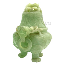 Load image into Gallery viewer, Jade Incense Burner with Grand Foo Dog Accents
