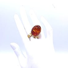 Load image into Gallery viewer, Natural Amber Ring with Gold Over Silver
