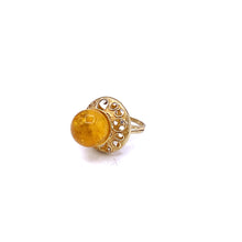 Load image into Gallery viewer, Natural Amber Ring with Gold Over Silver
