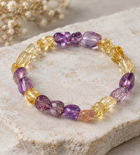 Load image into Gallery viewer, Citrine Amethyst Nugget Bracelet
