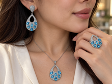 Load image into Gallery viewer, Blue Topaz with Diamonique Teardrop Set
