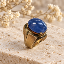 Load image into Gallery viewer, Burmese Oval Sapphire Gold-Plated Ring

