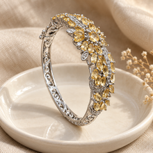 Load image into Gallery viewer, Citrine Flower with Silver Kanote Bangle
