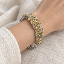 Load image into Gallery viewer, Citrine Flower with Silver Kanote Bangle
