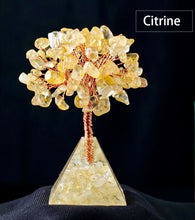 Load image into Gallery viewer, Wire wrapped Gemstone tree with pyramid base
