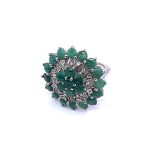 Load image into Gallery viewer, Emerald with White Zircon Rhodium over Sterling Silver Earring
