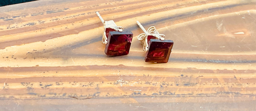 Gemstones with Silver Square Soft Prong Earring