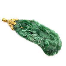 Загрузить изображение в средство просмотра галереи, Burmese hand-carved Jade in Peacock Pendant with 14K Gold (AAA quality)
