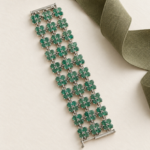 Загрузить изображение в средство просмотра галереи, Three Line Emerald Sterling Silver Bracelet
