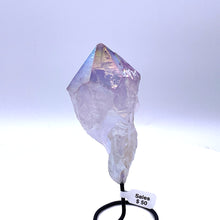 Load image into Gallery viewer, Amethyst Aura Point on Metal Stand
