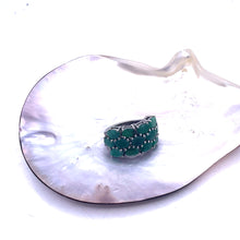 Load image into Gallery viewer, 3 line Emerald with White Zircon Rhodium Over Sterling Silver Ring
