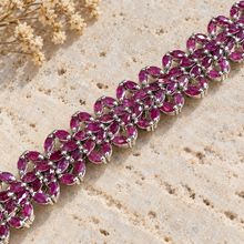 Load image into Gallery viewer, Small Flower Ruby Sterling Silver Bracelet
