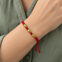 将图片加载到图库查看器，Golden Trio Red Cord Adjustable Bracelet
