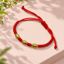 将图片加载到图库查看器，Golden Trio Red Cord Adjustable Bracelet
