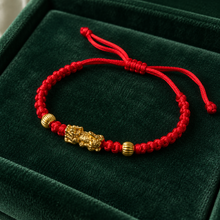 Load image into Gallery viewer, Golden Guardian Red Cord Adjustable Bracelet
