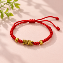 Load image into Gallery viewer, Golden Guardian Red Cord Adjustable Bracelet
