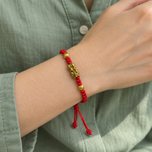 Load image into Gallery viewer, Golden Guardian Red Cord Adjustable Bracelet
