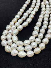 Cargar imagen en el visor de la galería, White Potato Pearl necklace with silver clasp 17&quot;
