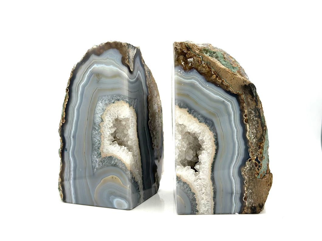 Agate geode bookends