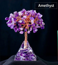 Load image into Gallery viewer, Wire wrapped Gemstone tree with pyramid base
