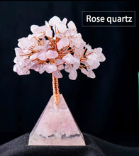 Load image into Gallery viewer, Wire wrapped Gemstone tree with pyramid base
