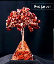 Load image into Gallery viewer, Wire wrapped Gemstone tree with pyramid base
