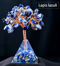 将图片加载到图库查看器，Wire wrapped Gemstone tree with pyramid base
