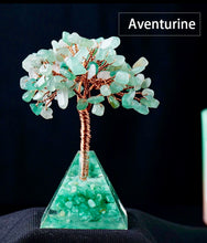 Load image into Gallery viewer, Wire wrapped Gemstone tree with pyramid base
