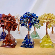 Load image into Gallery viewer, Wire wrapped Gemstone tree with pyramid base
