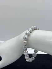 Load image into Gallery viewer, Grey Pearl Nugget Stretchy Bracelet
