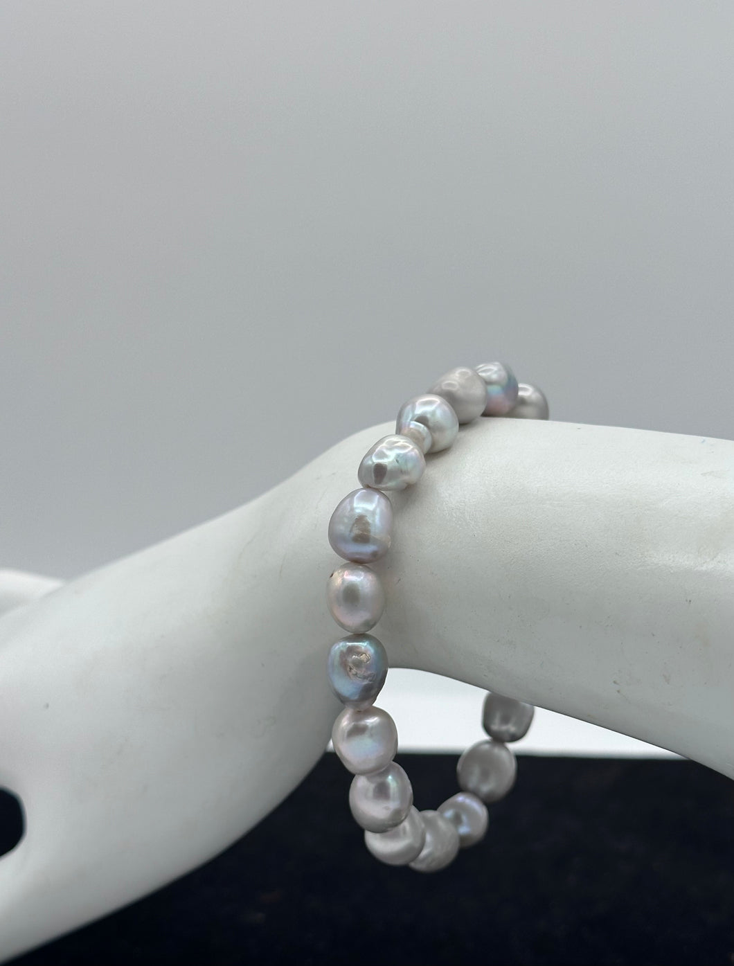 Grey Pearl Nugget Stretchy Bracelet