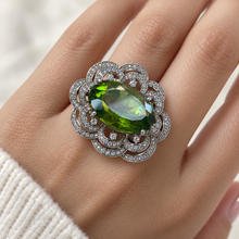 Загрузить изображение в средство просмотра галереи, Peridot with Diamonique Ring in Sterling Silver
