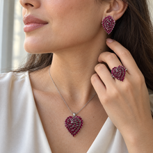 Load image into Gallery viewer, Ruby Heart Shaped Ring and Earring Set

