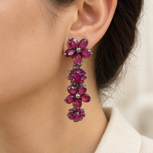 Load image into Gallery viewer, Ruby Flower Hanging Earrings
