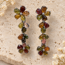 Load image into Gallery viewer, Multicolor Tourmaline Flower Style Long Earrings
