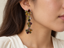 Load image into Gallery viewer, Multicolor Tourmaline Flower Style Long Earrings
