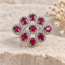 Load image into Gallery viewer, Ruby Oval Intersection Ring in Sterling Silver
