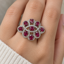 Load image into Gallery viewer, Ruby Oval Intersection Ring in Sterling Silver
