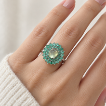 将图片加载到图库查看器，Emerald with Olive Jade Ring in Sterling Silver
