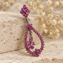 Load image into Gallery viewer, Ruby Oval Flower Hanging Earring
