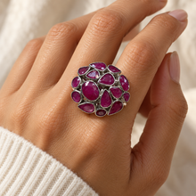 Cargar imagen en el visor de la galería, Ruby Nuggets in Oval Shape Sterling Silver
