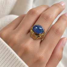 Load image into Gallery viewer, Burmese Oval Sapphire Gold-Plated Ring
