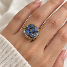 将图片加载到图库查看器，Seven-Stone Sapphire Gold-Plated Ring
