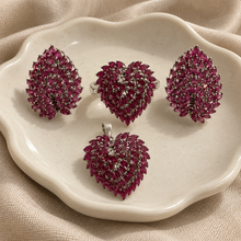 Load image into Gallery viewer, Ruby Heart Shaped Ring and Earring Set
