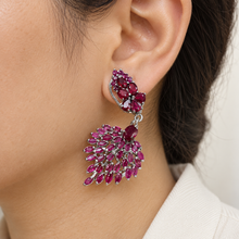 Load image into Gallery viewer, Ruby Peacock Tail Earring
