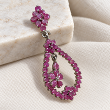 Load image into Gallery viewer, Ruby Oval Flower Hanging Earring
